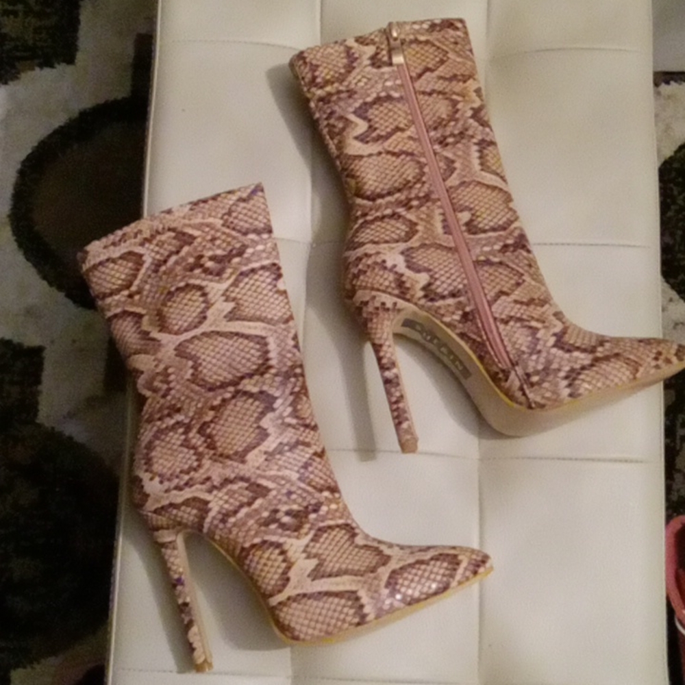 Snake print ankle boots